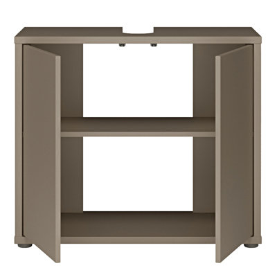 Alice Springs Under Sink Bathroom Cabinet with 2 Doors Push-to-Open in Taupe