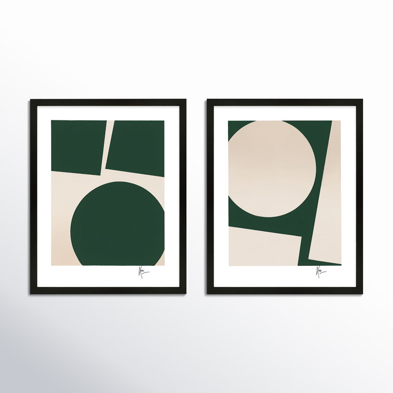 You & Me In Green Set Of 2 Painting by Lee Lessem, Black, 50" H x 80" W x 1.25" D