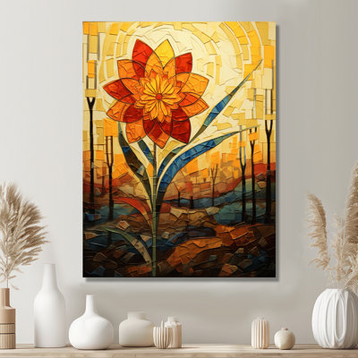 Coucher de soleil rouge et jaune, coucher de soleil, jonquille, art mural, salon