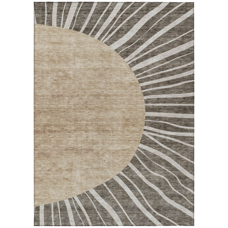 Tapis intérieur lavable abstrait 3 pi x 5 pi beige