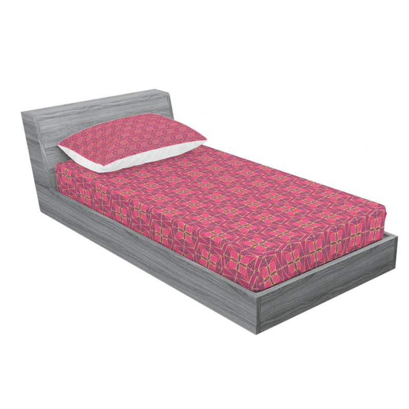 Microfiber Geometric Sheet Set, Twin XL Sheet Set + Fitted Sheet + 1 Pillowcase, Red Geometric