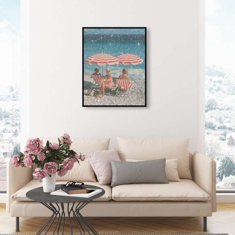 Retro Beach Bliss III Canvas Landscape & Nature Print by Oliver Gal, Black Frame, 16 x 20, 17"H x 21"W, White Floater Frame