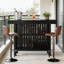 Table de bar rectangulaire en bois et métal noir profond pour 4 à 8 personnes, salle à manger moderne