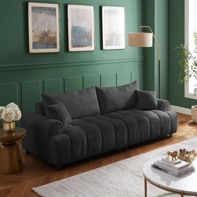 Canapé rembourré 91 po Logun, 100 % polyester gris