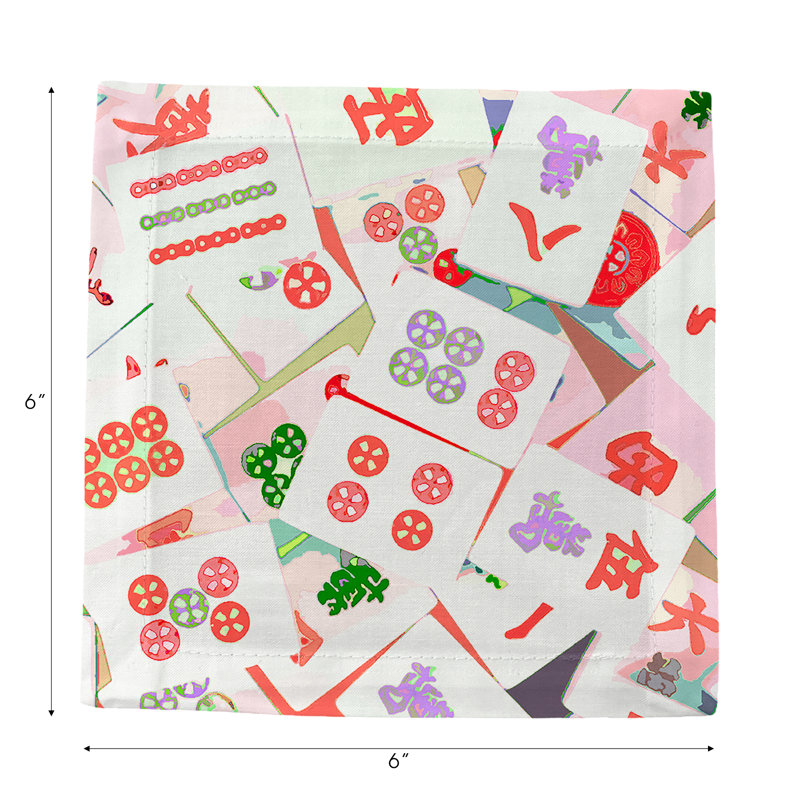 Mahjong Abstract Cotton Sateen Cocktail Napkins, Petal