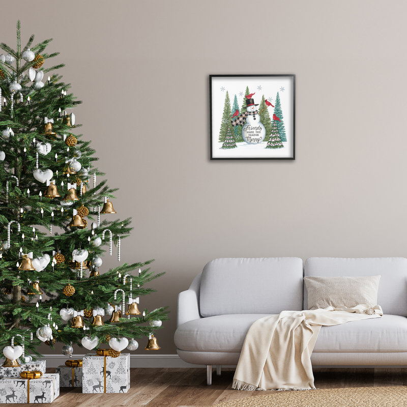 «Winter Friendship Snowman Single Photo Frame» par Deb Strain sur toile, Giclée encadrée noir minuit, H 24 po x l 24 po