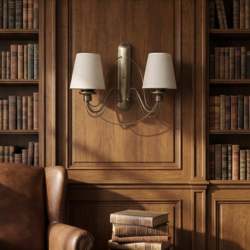 Elegant Curved Wall Sconce With Fabric Shades