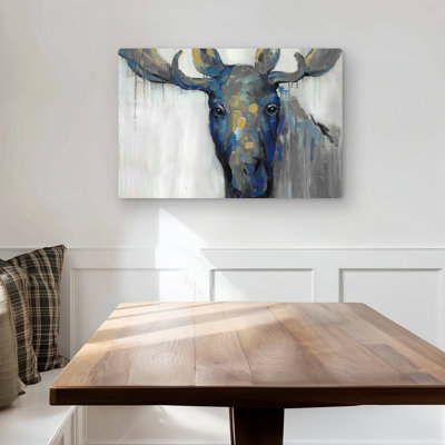 Blue Moose - Deer Blue Metal Print for Home Decor | Unique Art