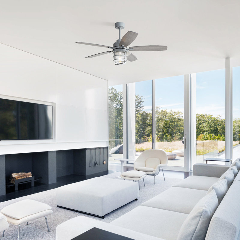 Ventilateur de plafond gris ciment 52 pouces avec lumière E26