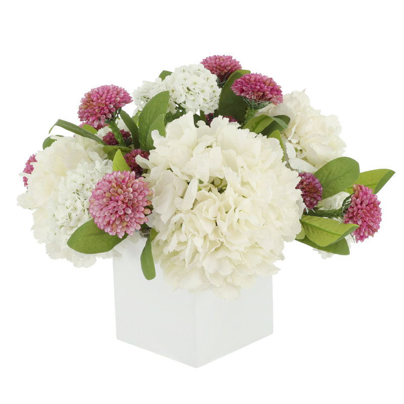 Viburnum and Dahlia Arranged in Fiberstone Pot
