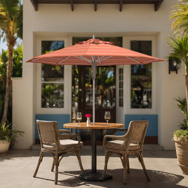 Parasol de patio en aluminium 9 pi, Rayures oranges