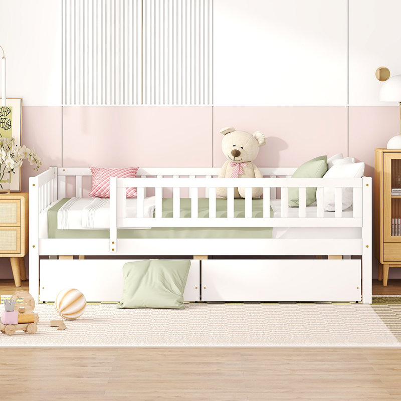 Daybed Wood Bed With Two Drawers, White, Full
