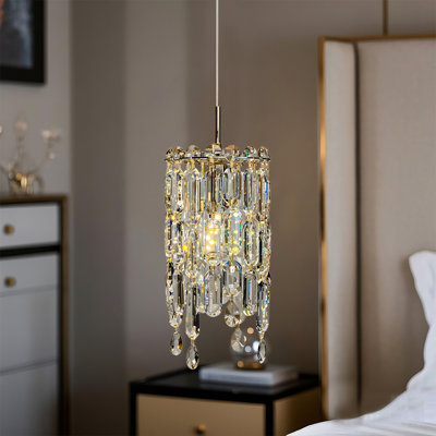 Modern Crystal Pendant Light Adjustable Metal Hanging Light