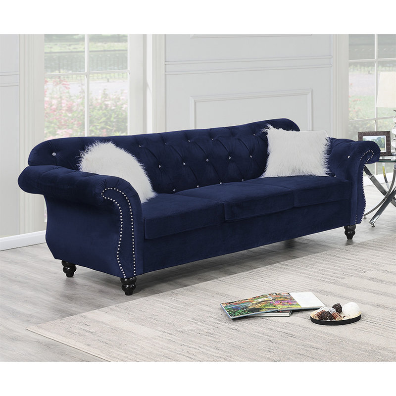 Canapé formel de luxe en velours 1pc avec coussins de salon, Indigo