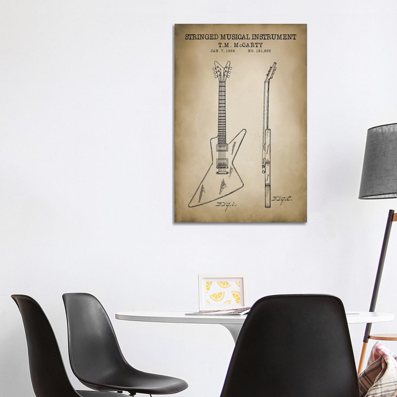 Stringed Musical Instrument by PatentPrintStore - Wrapped Canvas Print, 101.6 cm H x 66.04 cm W x 3.175 cm D