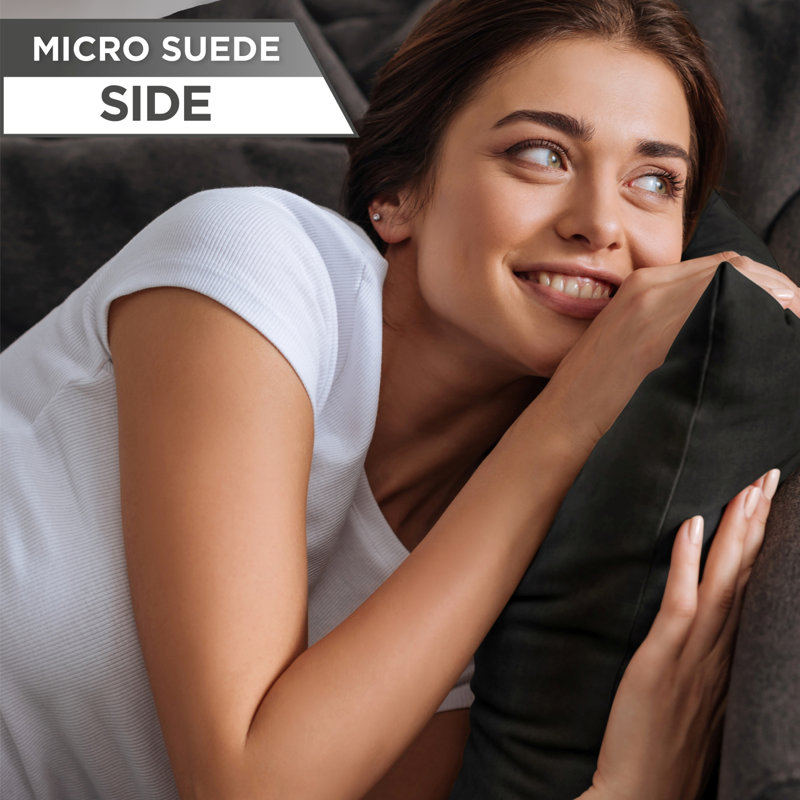 12" x 20" Black Microsuede Reversible Throw Pillow Set