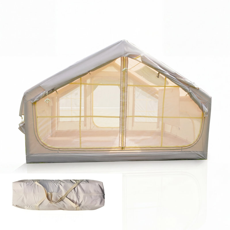Tente de camping gonflable 4 saisons 420D Oxford 7 pi x 10 pi avec fenêtre transparente et fenêtres en filet