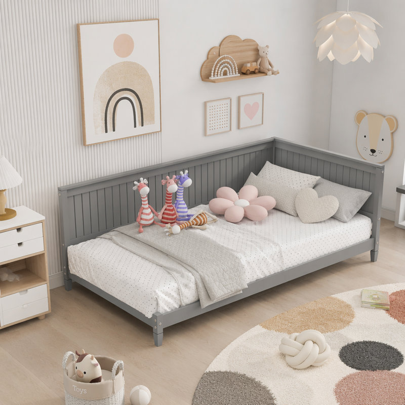 Lit de jour simple / canapé-lit avec un design classique Mid-Century moderne, Lit simple, Gris