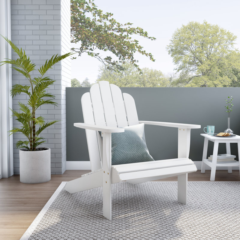 Chaise Adirondack en bois massif Langport, blanc