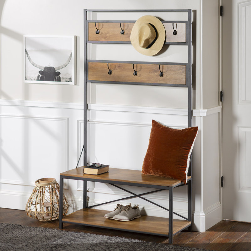Everheart Hall Tree 40'' Wide with Shoe Storage, Barnwood