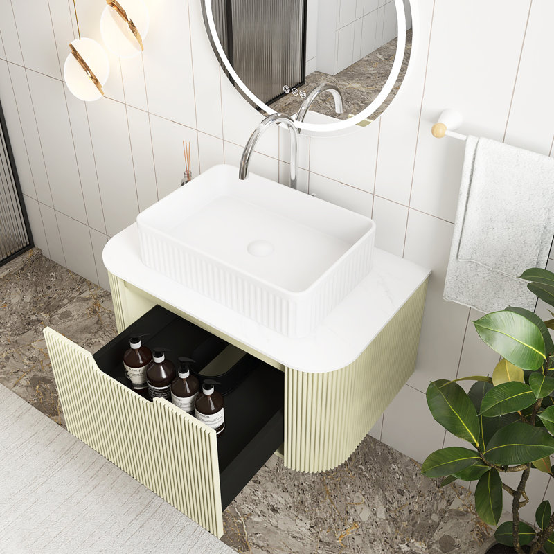 Meuble-lavabo mural rectangulaire en céramique 30 po vert clair 30 po, 30"