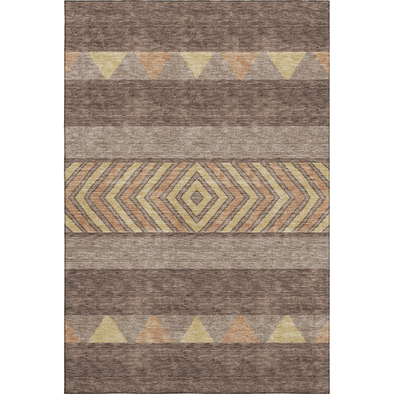 Premium Machine Washable Prisco Brown Rug, Rectangle 9' x 12'