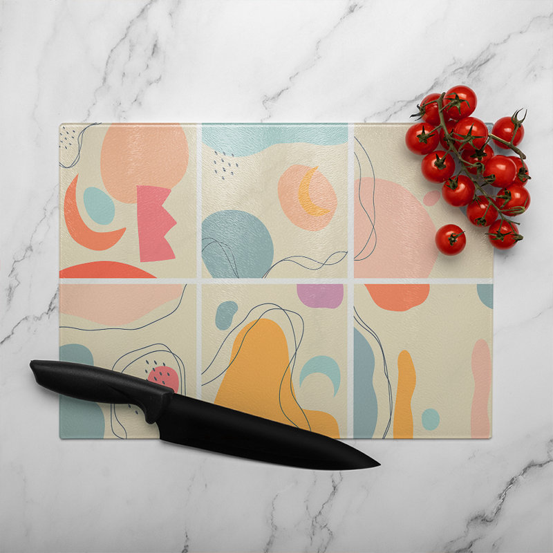 Various shapes and doodle objects Designer Glass Chopping Board