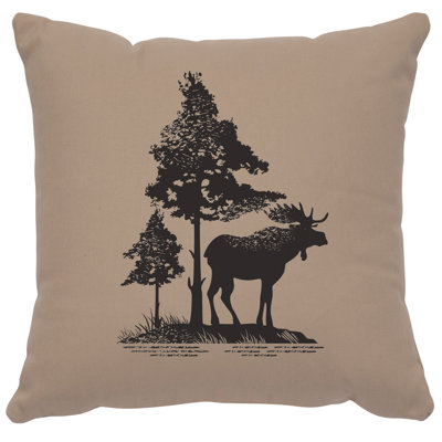 Wooded River Image Pillow - Moose Tree - Cotton Alabaster