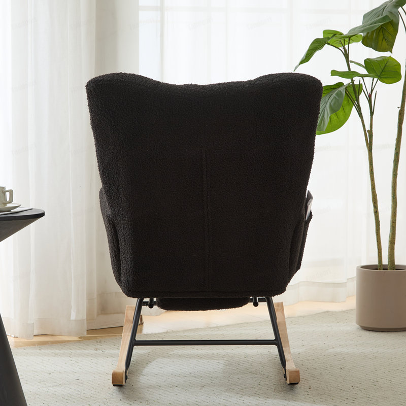 Ensemble de chaise berçante et berçante à oreilles Teddy, Noir