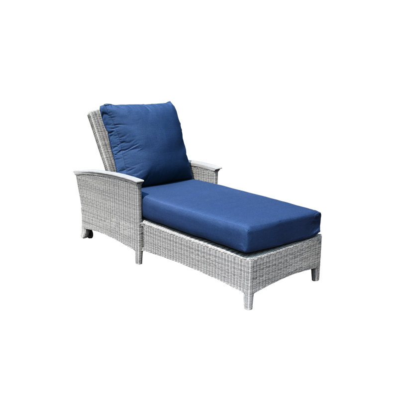 Bella Outdoor Teak Chaise Lounge, Brown, Canvas Spa Sunbrella® Canvas