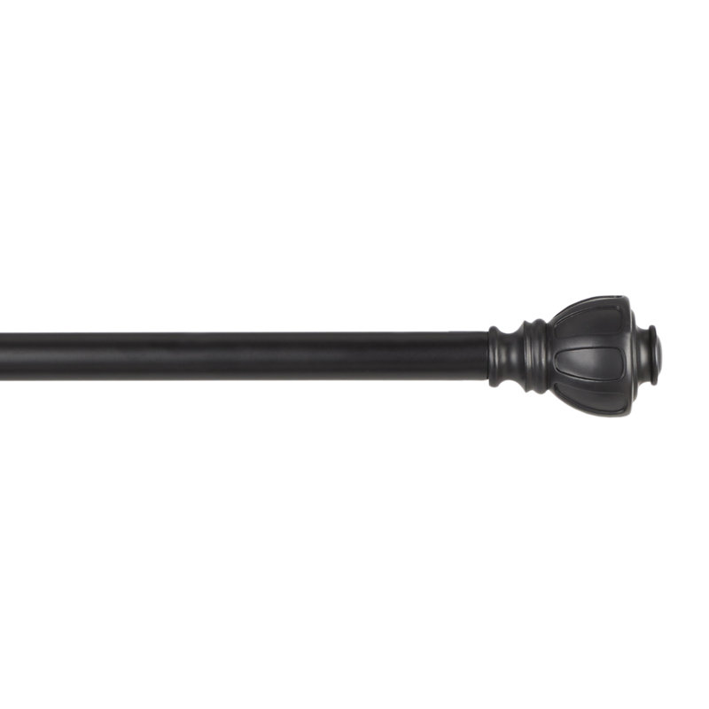 Tringle à rideaux simple réglable en fer de 36 po à 72 po 1 po, Noir mat