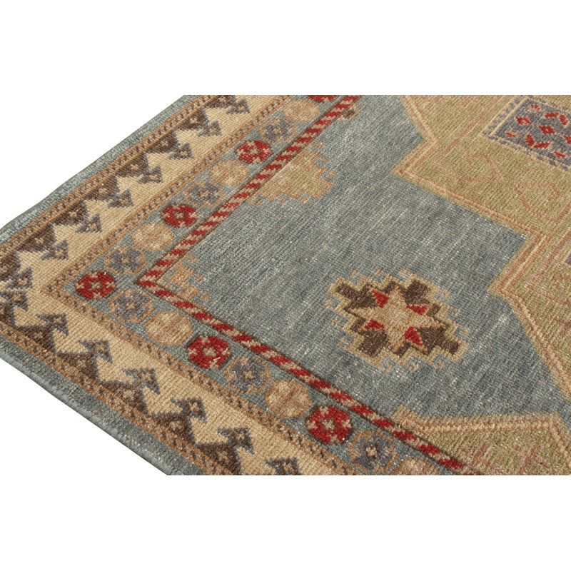 Distressed Homage Handmade Kilim Wool Geometric Area Rug, Runner 3' x 12'