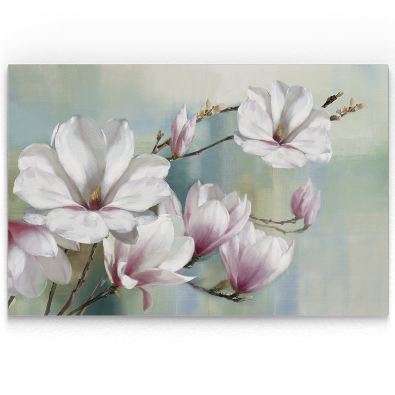 Fleurs de magnolia - impression, H 24 po x l 36 po, Toile tendue