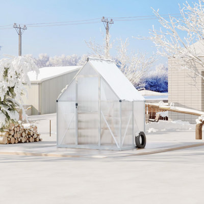 Greenhouse 6x4 FT Aluminum-Framed Heavy Duty Polycarbonate with Quick Setup Structure and Roof Vent Large Enhanced Outdoors Green House Kit