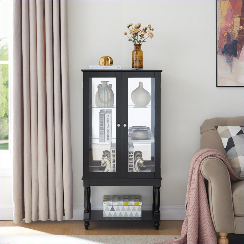 Armoire Curio avec rangement Curio, Noir, noir, noir, noir