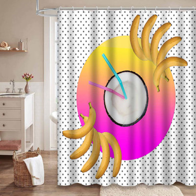 Tropical Exotic Coconut Contemporary Art Collage Memphis Style Abstract with 12 Hooks