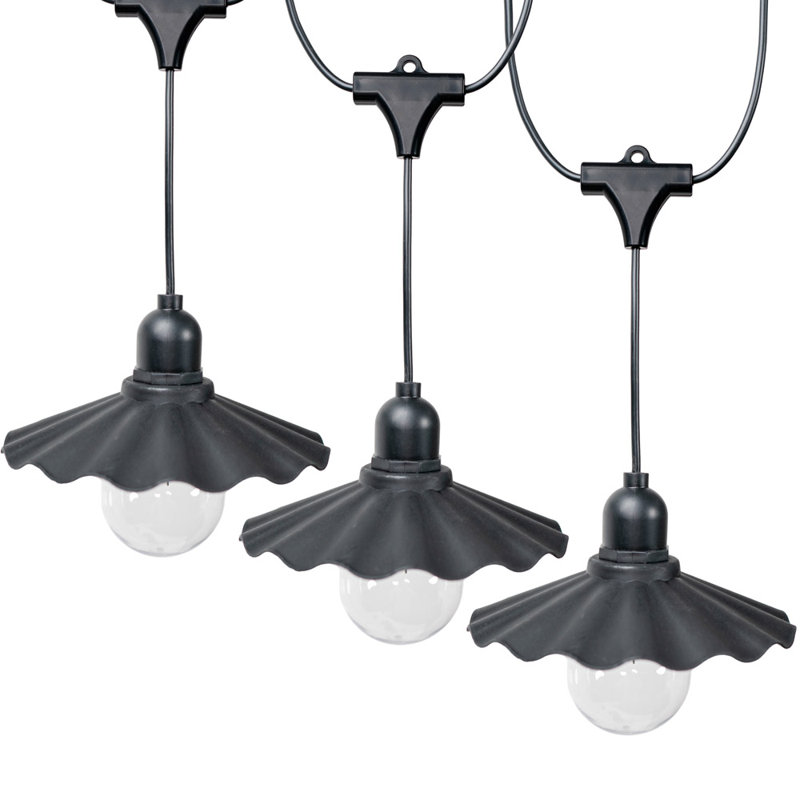 Black Pleated Scallop LED 6 X Battery Operated Out 319cm LED Battery Powered 6 - Bulb Standard String Light