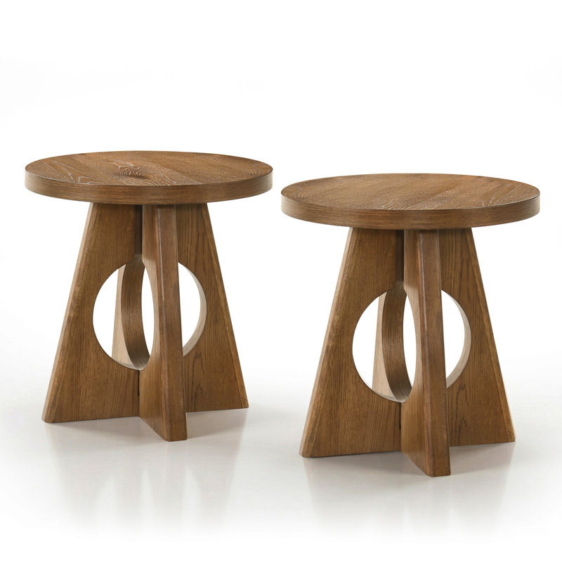 Table de bout à piédestal Blitar avec découpe et forme en croix, Noyer