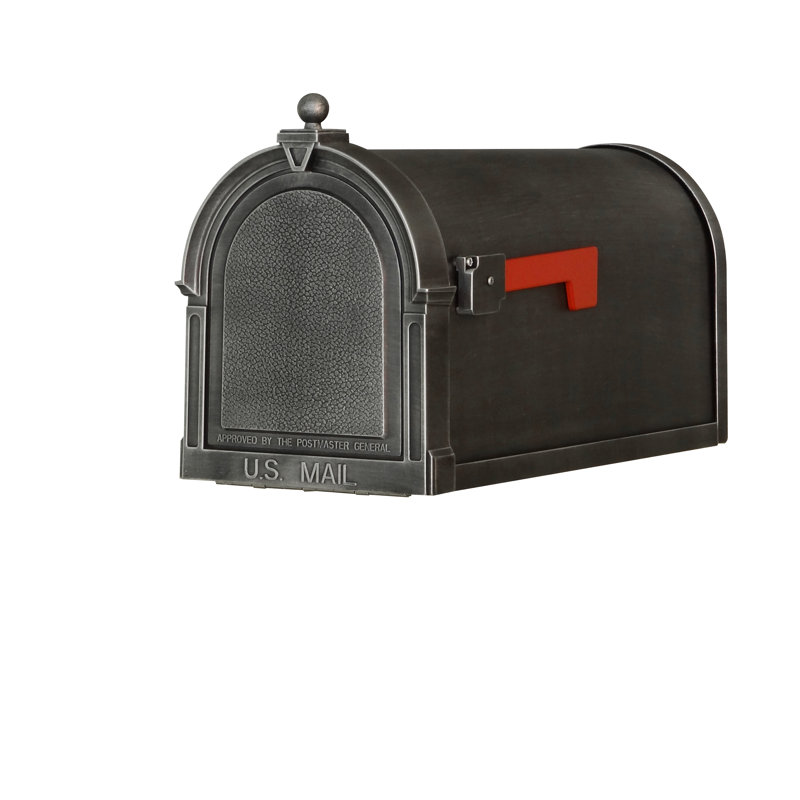 Boîte aux lettres à fixation sur piquet Berkshire, Argent suédois, H 11,5 po x l 9 po x P 19,75 po