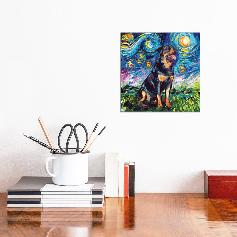 Rottweiler Night II by Aja Trier - Wrapped Canvas Print, 30.48 cm H x 30.48 cm W