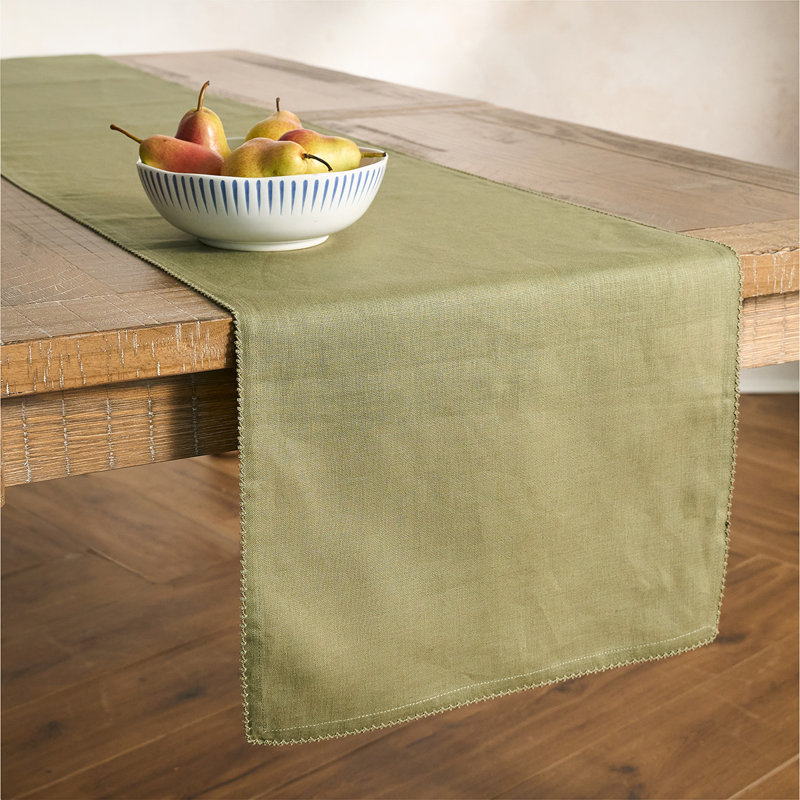 Berry Scallop 18" x 90" Table Runner, Sage