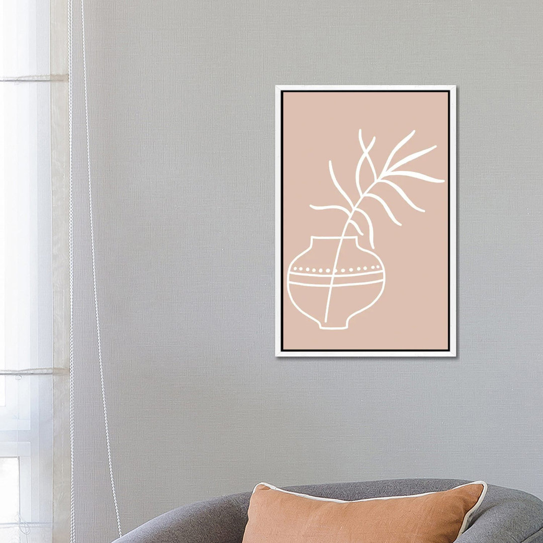 Inspired Pink Plant Silhouette Line Boho von Pixy Paper - Gallery-Wrapped Canvas Giclée on Canvas