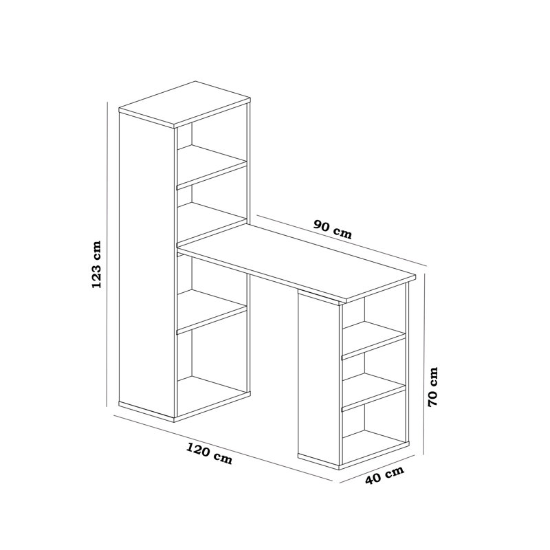 Modern Study Desk with Wall-Mount Cabinet, White, 35.4 x 27.6 x 15.7 inches | 100% Melamine Coated Particle Board, Thickness: 0.7 inches | Multiple Shelves, Sleek Design for Home Office & Study Spaces