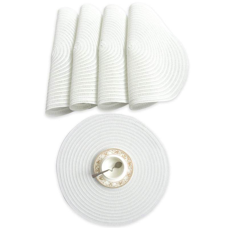 Ensemble de 4 napperons tressés blanc, Blanc