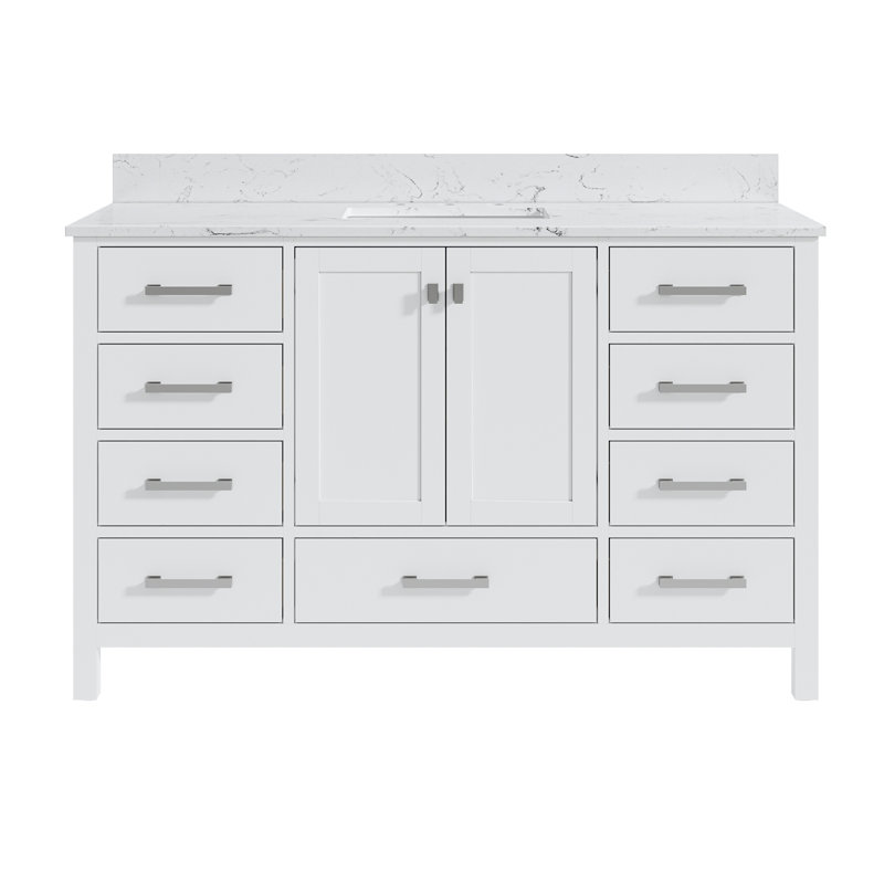 54'' Single Bathroom Vanity With Engineered Stone Top, White