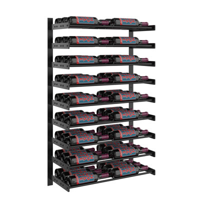 Abbie-Marie 36-Bottle Industrial Wall-Mounted Wine Rack in Matte Black– 30" H x 27.75" W