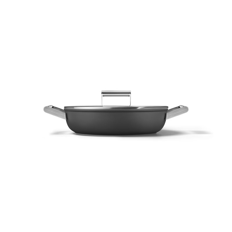 Smeg Deep Pan 28cm with Lid, Black