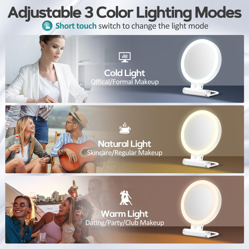 Magnifying Mirror With Light 30X, Double-Sided 1X/ 30X Magnifying With Tweezer, 2000Mah 3 Colour Modes With Adjustable Brightness,Foldable,(White)