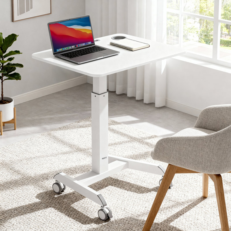 Montez-le! Chariot mobile pour ordinateur portable debout, bureau à roulettes, supporte jusqu'à 17,6 lb, blanc