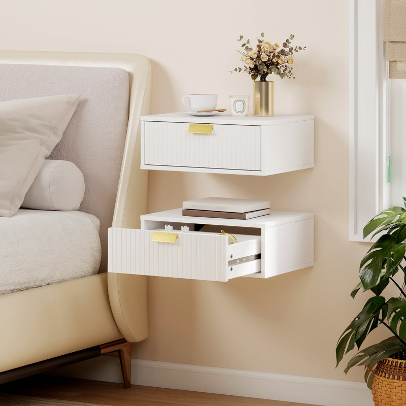 40cm W Manufactured Wood Bedside Table, White